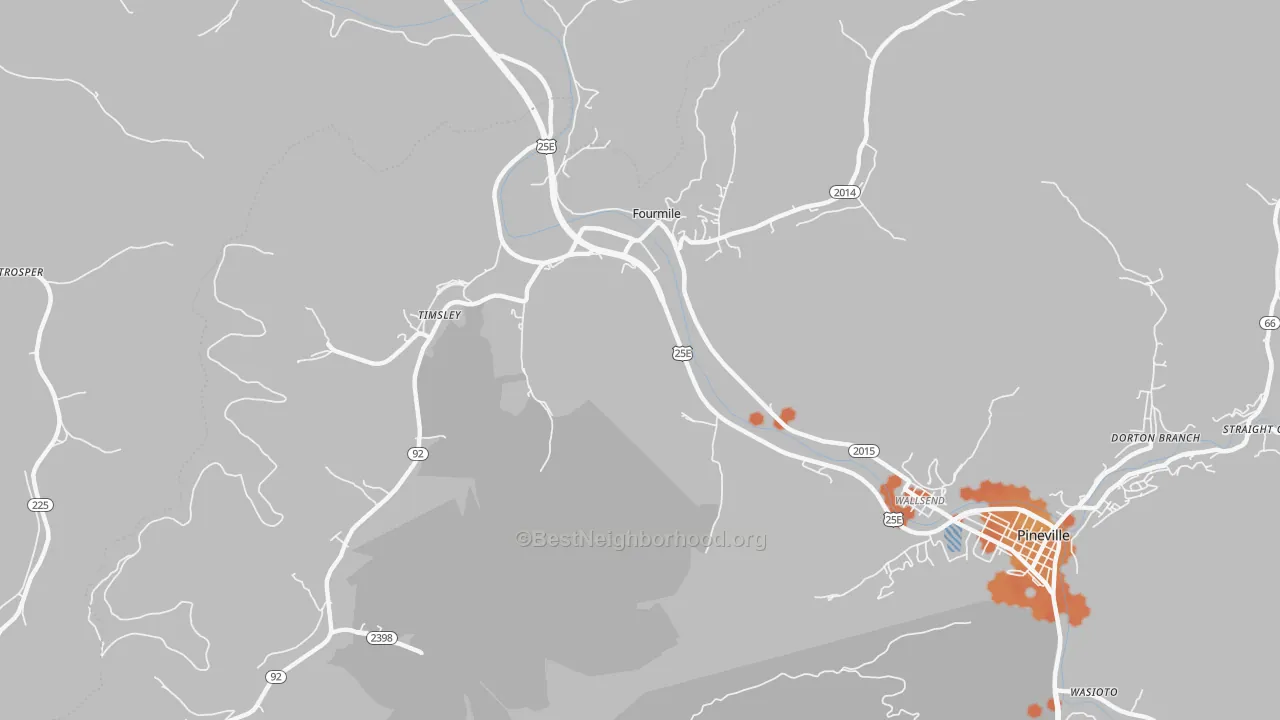 Bike Grade map of Fourmile, KY