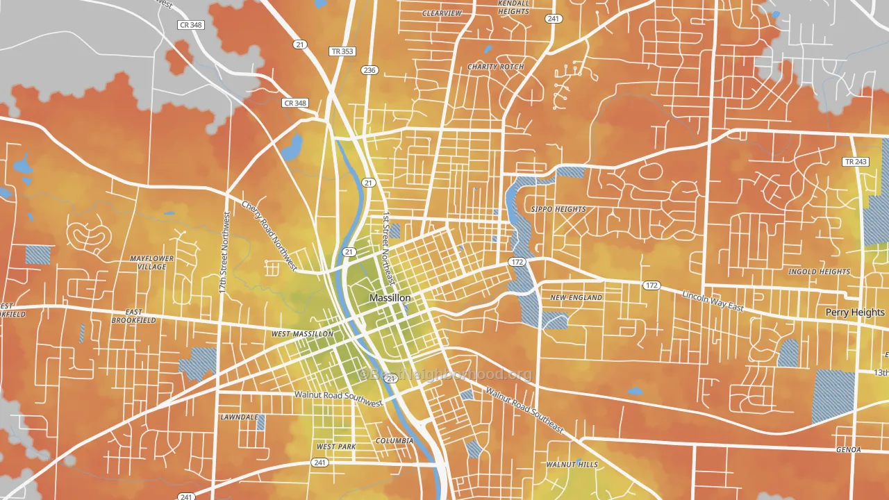 Bike Grade map of Fourth Street Historic District, Massillon, OH