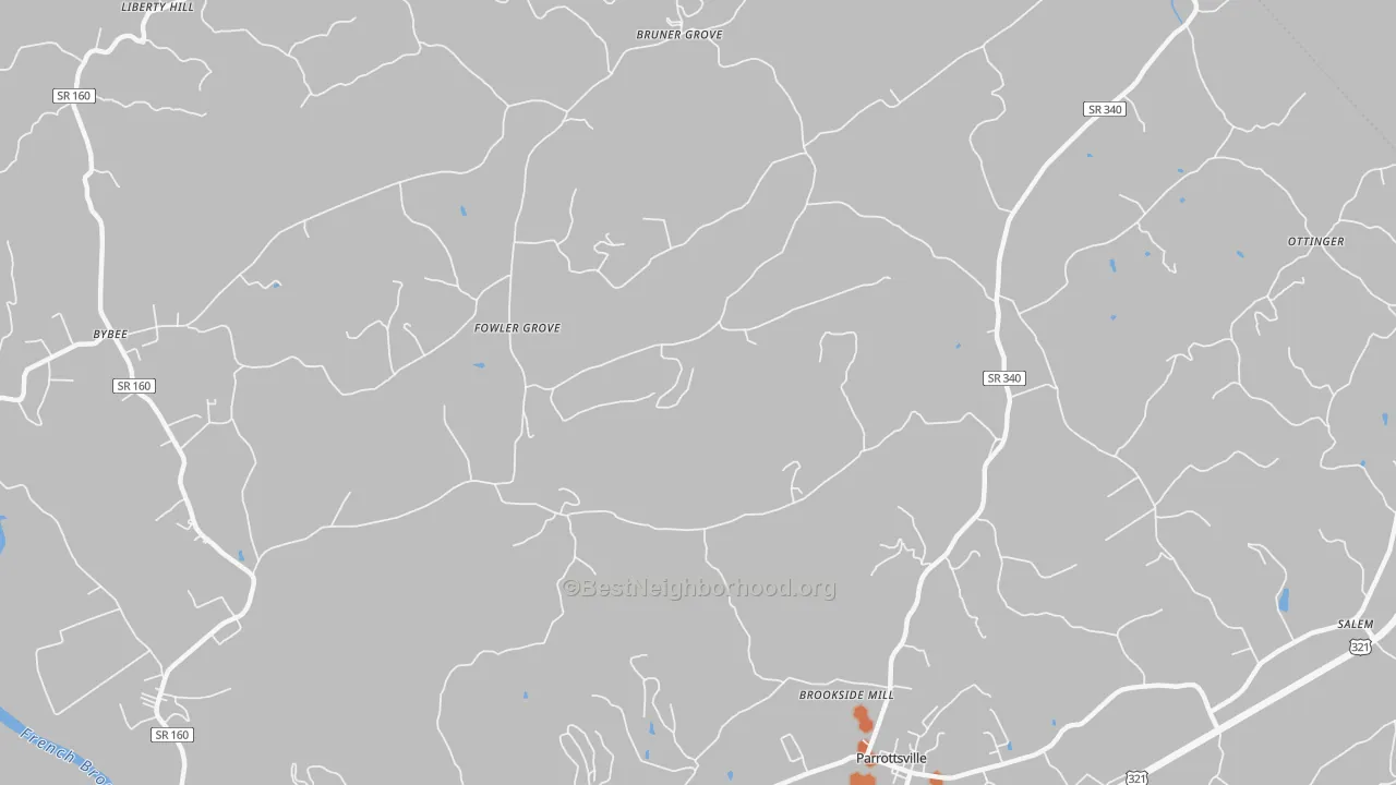 Bike Grade map of Fowler Grove, TN