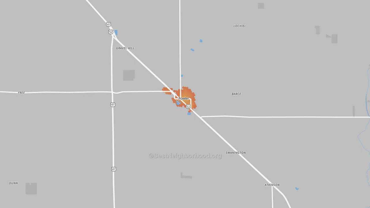 Bike Grade map of Fowler, IN
