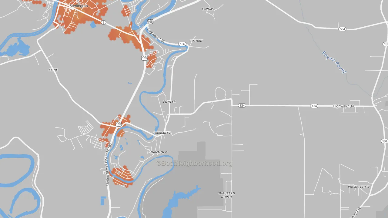 Bike Grade map of Fowler, LA
