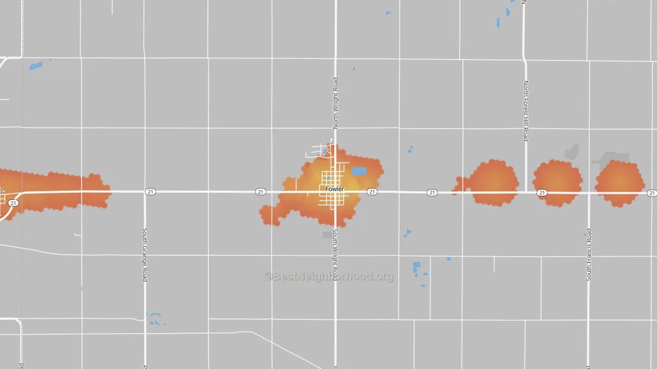 Bike Grade map of Fowler, MI