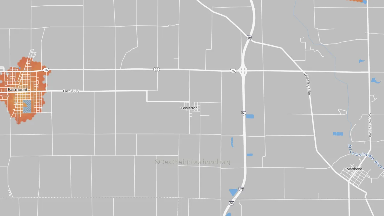 Bike Grade map of Fowlerton, IN
