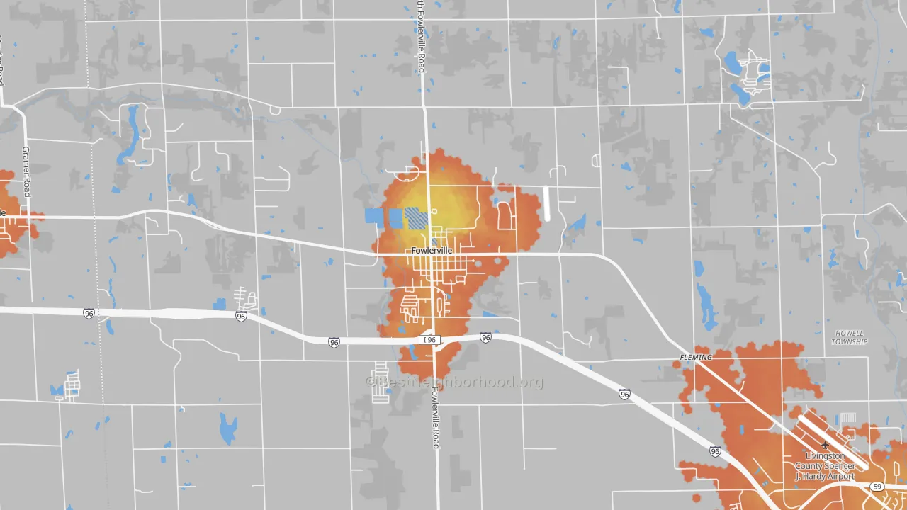 Bike Grade map of Fowlerville, MI
