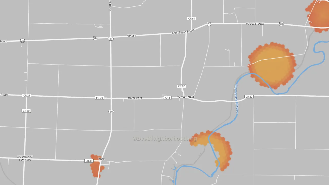 Bike Grade map of Fowlerville, NY