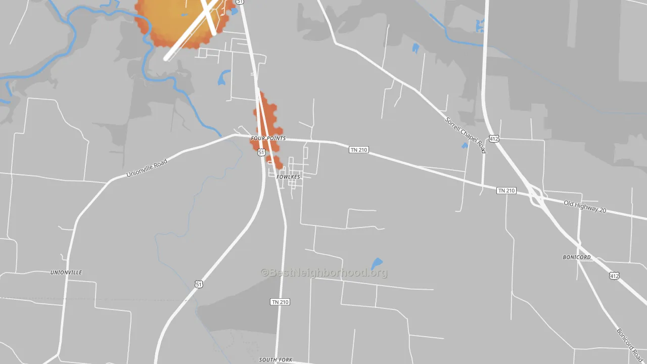 Bike Grade map of Fowlkes, TN