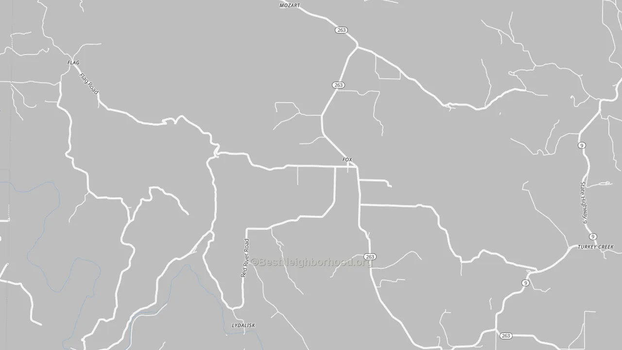 Bike Grade map of Fox, AR