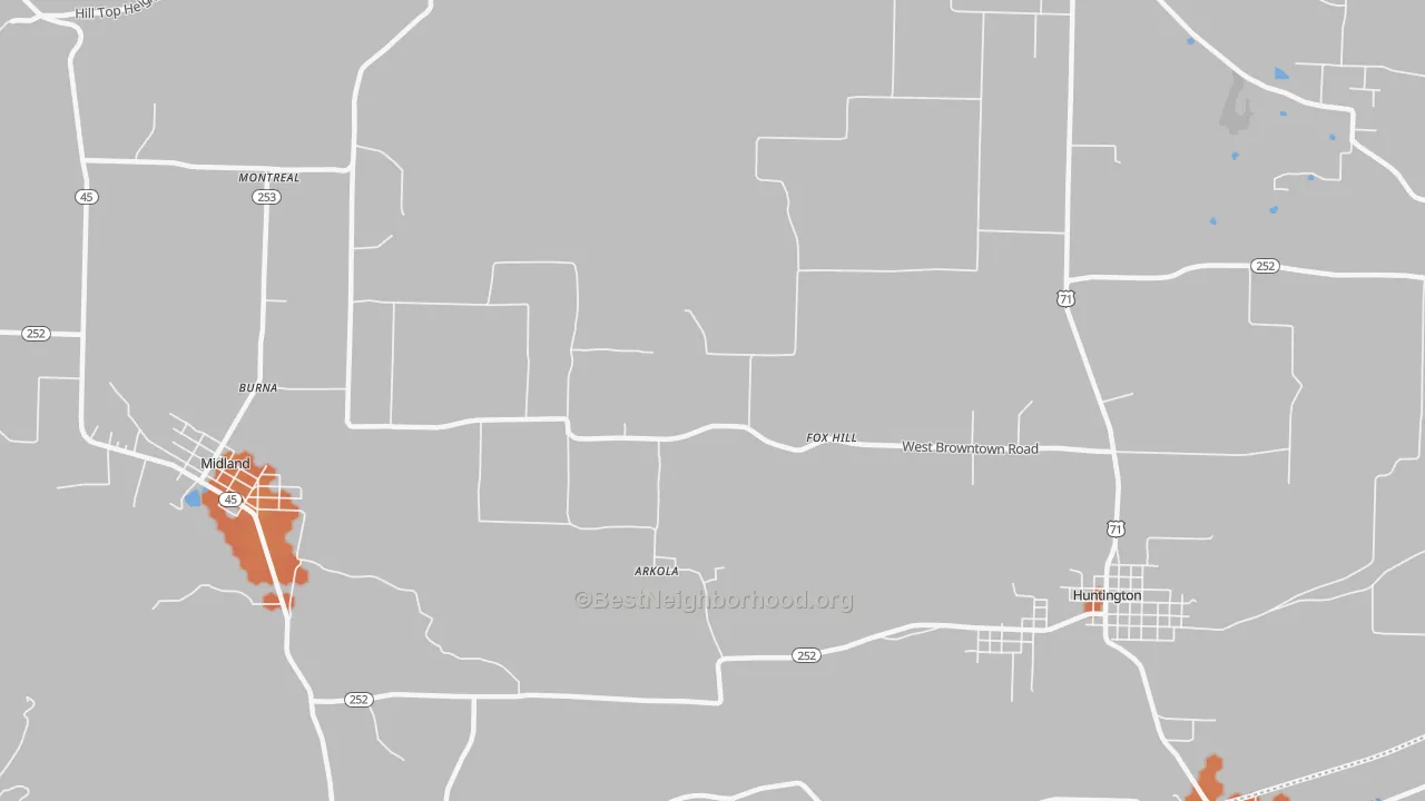 Bike Grade map of Fox Hill, AR