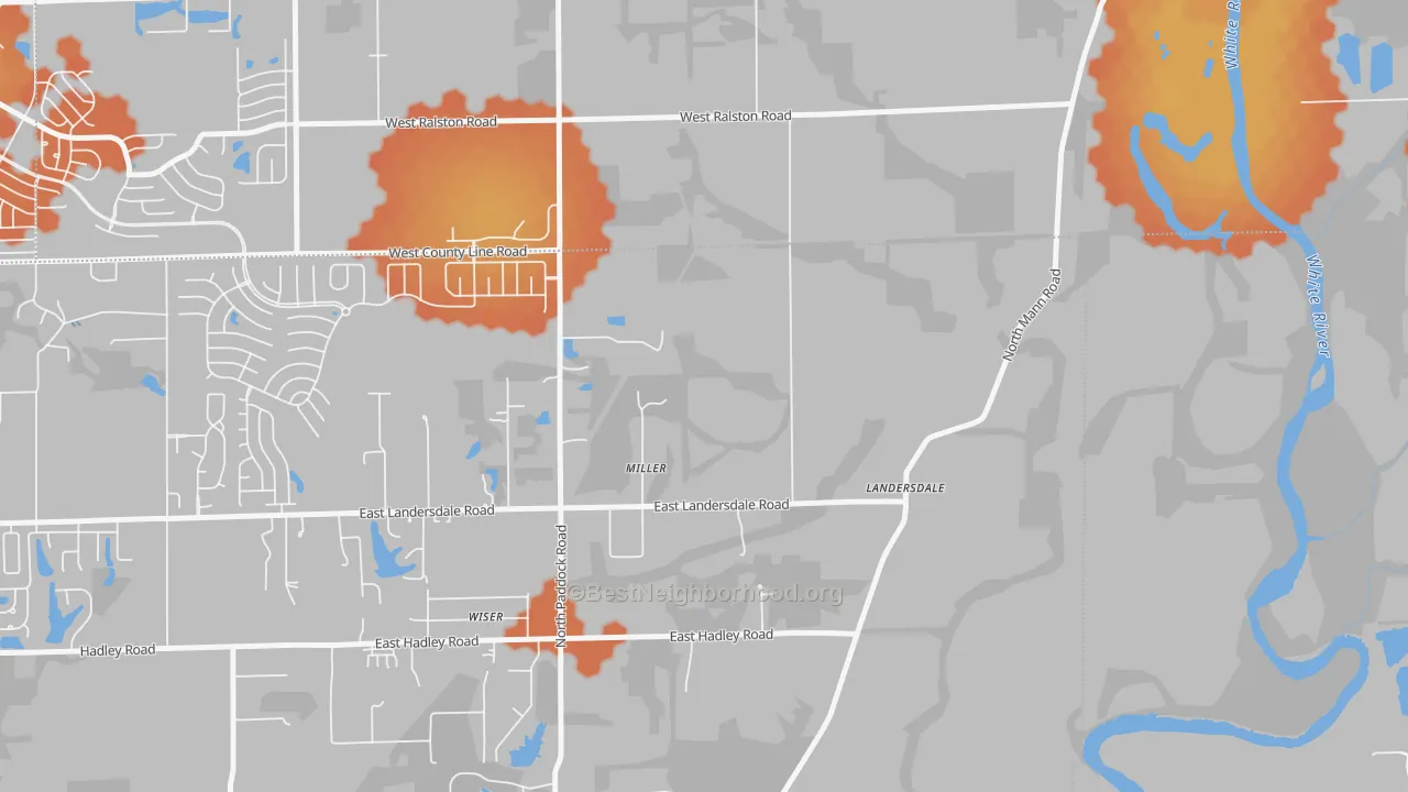 Bike Grade map of Fox Hill, IN