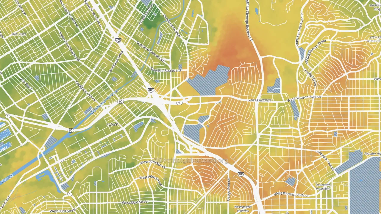 Bike Grade map of Fox Hills, Culver City, CA
