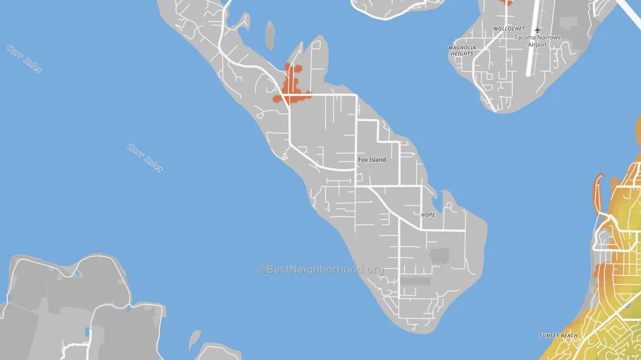 Bike Grade map of Fox Island, WA