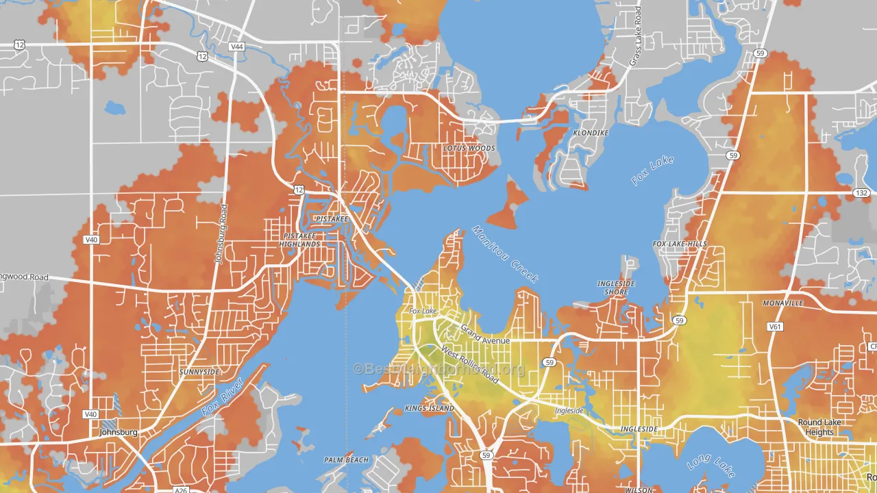 Bike Grade map of Fox Lake, IL
