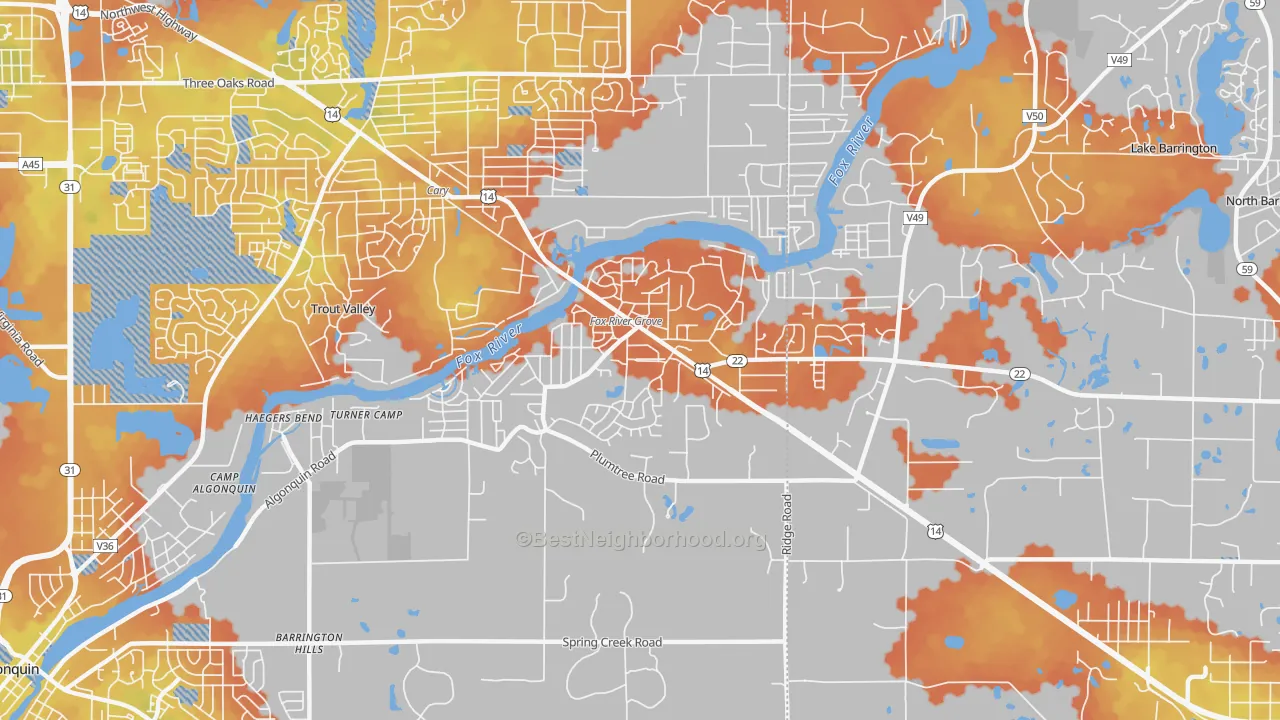 Bike Grade map of Fox River Grove, IL