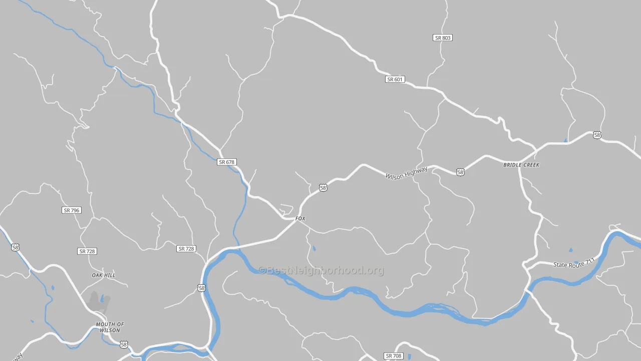 Bike Grade map of Fox, VA
