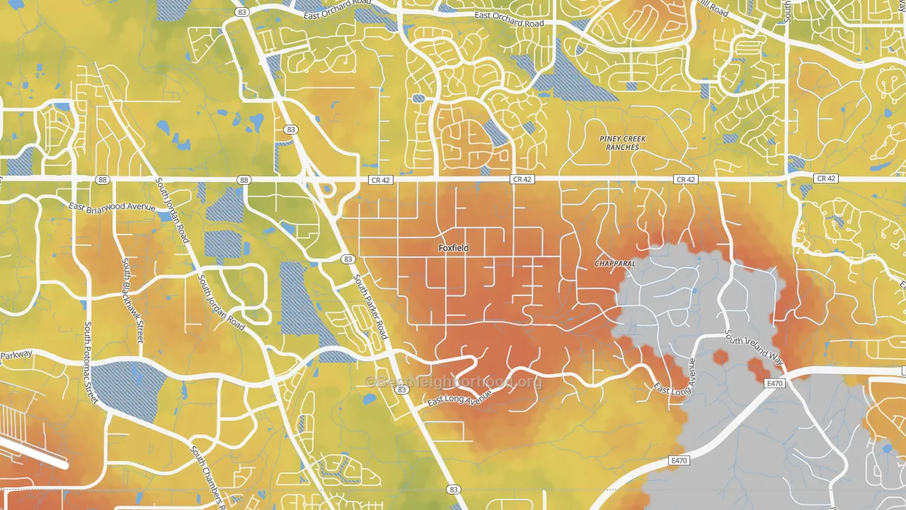 Bike Grade map of Foxfield, CO
