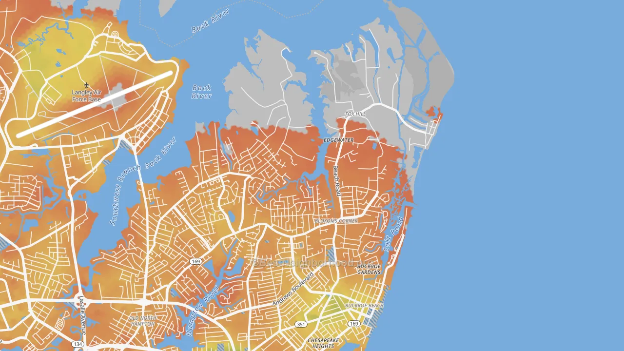 Bike Grade map of Foxhill, Hampton, VA