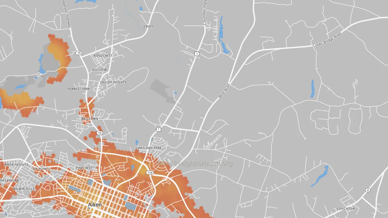 Bike Grade map of Foxtown, SC