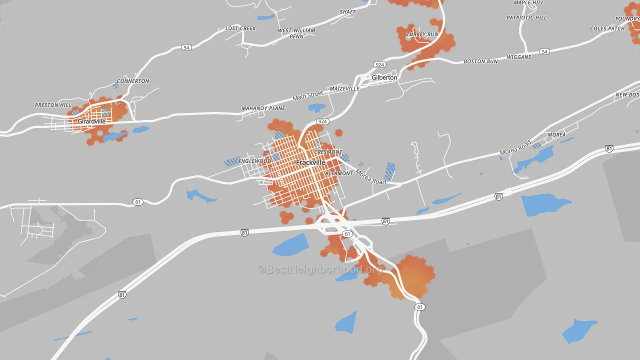 Bike Grade map of Frackville, PA