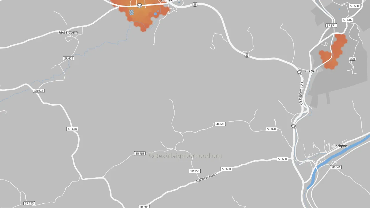 Bike Grade map of Fraleytown, VA