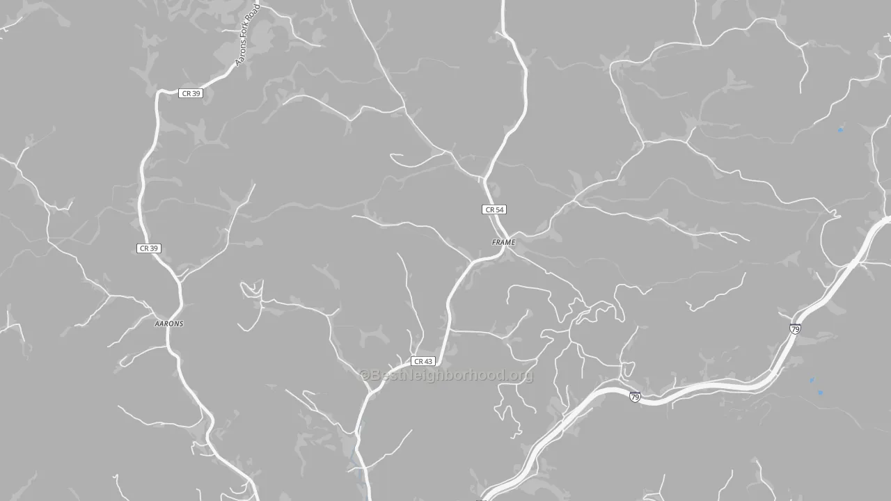 Bike Grade map of Frame, WV