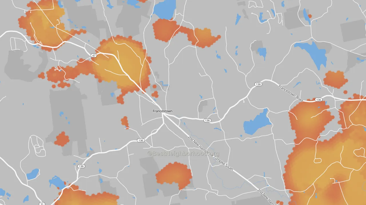 Bike Grade map of Francestown, NH