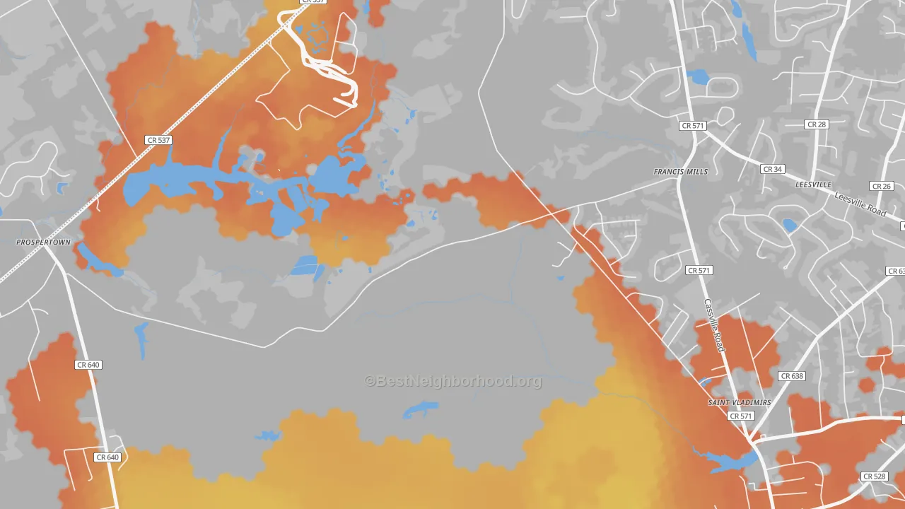 Bike Grade map of Francis Mills, NJ