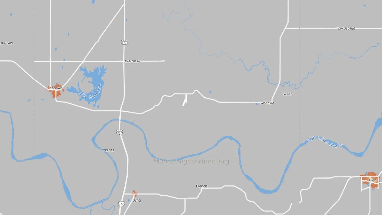 Bike Grade map of Francis, OK