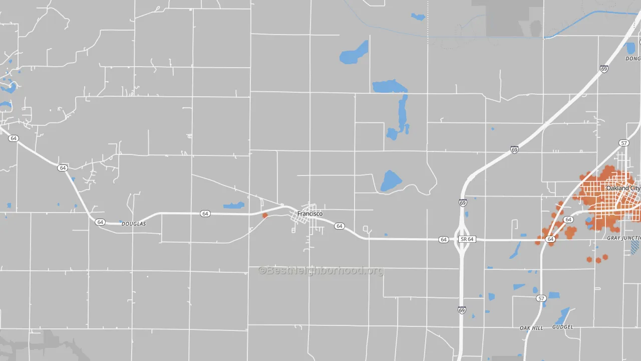 Bike Grade map of Francisco, IN