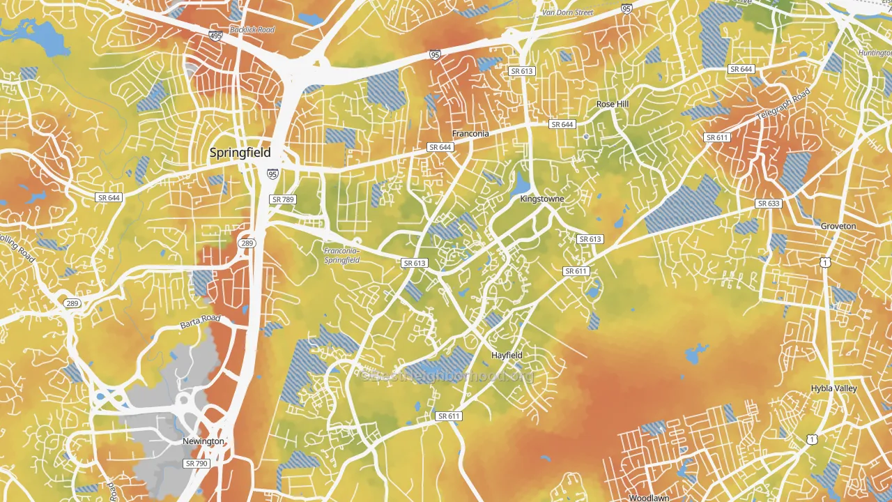 Bike Grade map of Franconia, VA