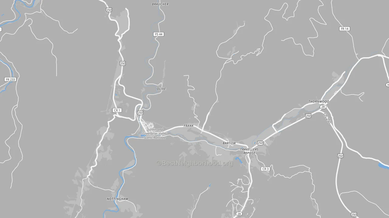 Bike Grade map of Frank, WV