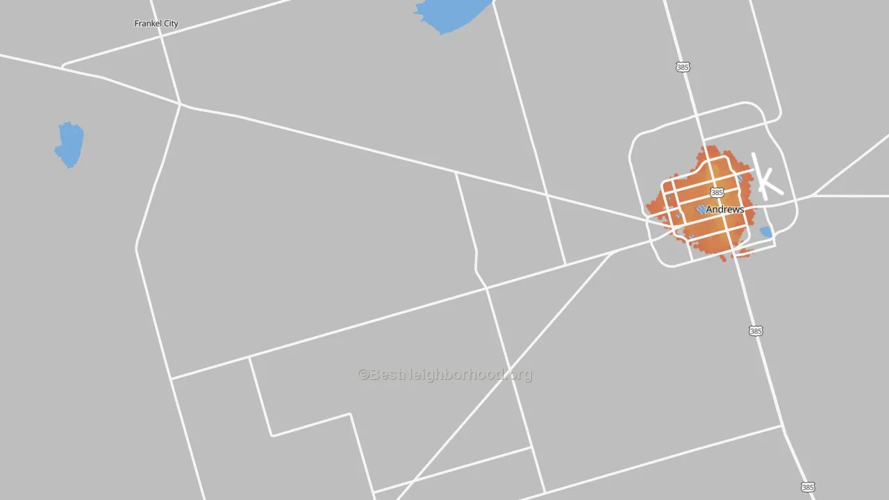 Bike Grade map of Frankel City, TX