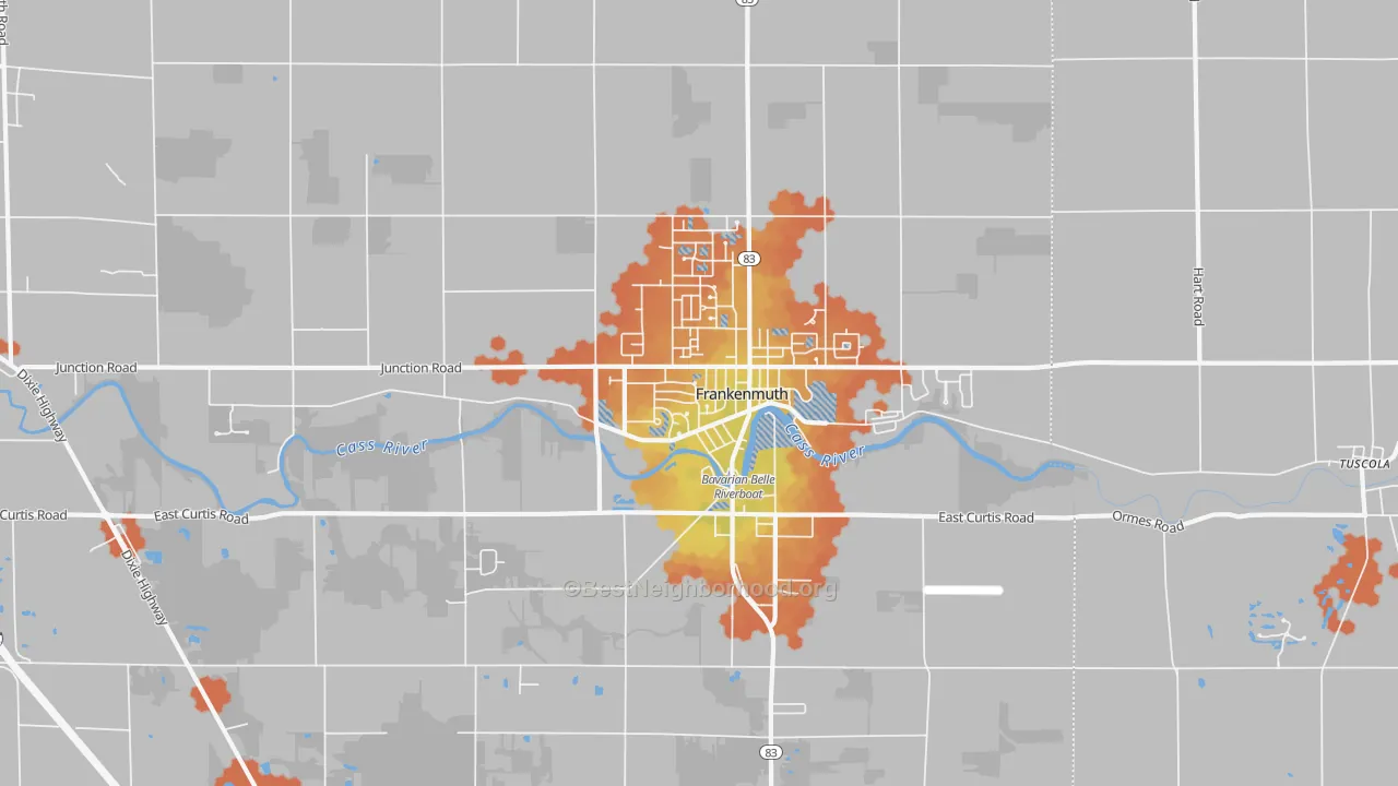 Bike Grade map of Frankenmuth, MI