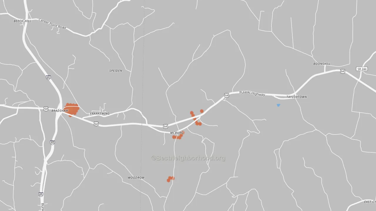 Bike Grade map of Frankewing, TN