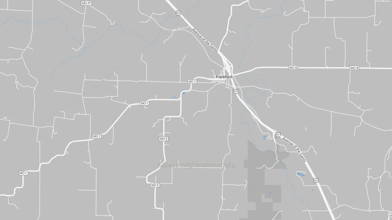 Bike Grade map of Frankford, MO