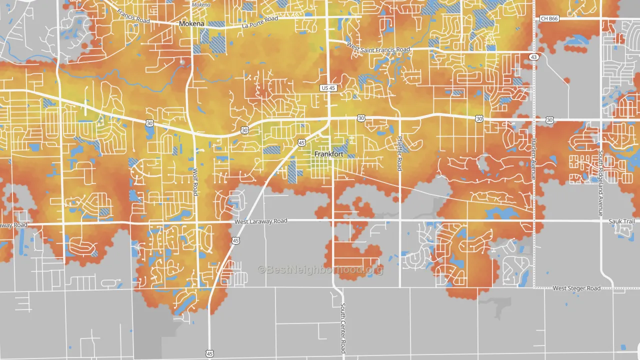 Bike Grade map of Frankfort, IL