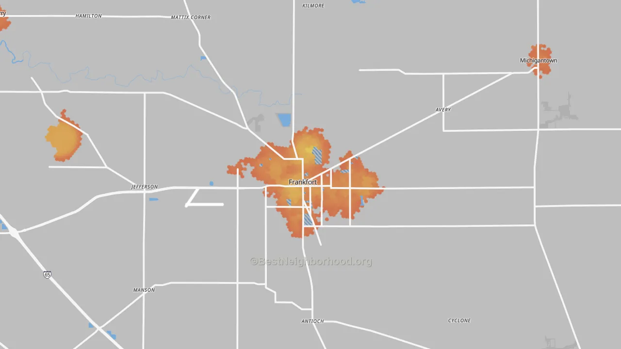 Bike Grade map of Frankfort, IN