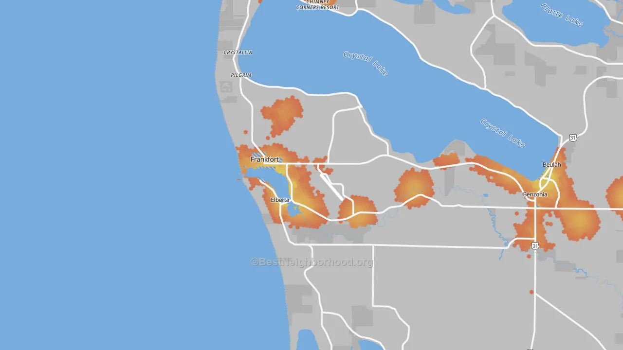 Bike Grade map of Frankfort, MI