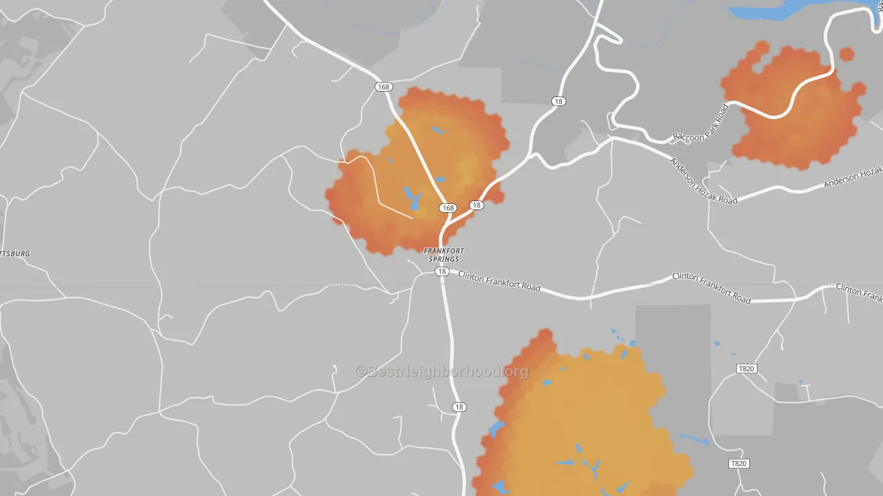 Bike Grade map of Frankfort Springs, PA