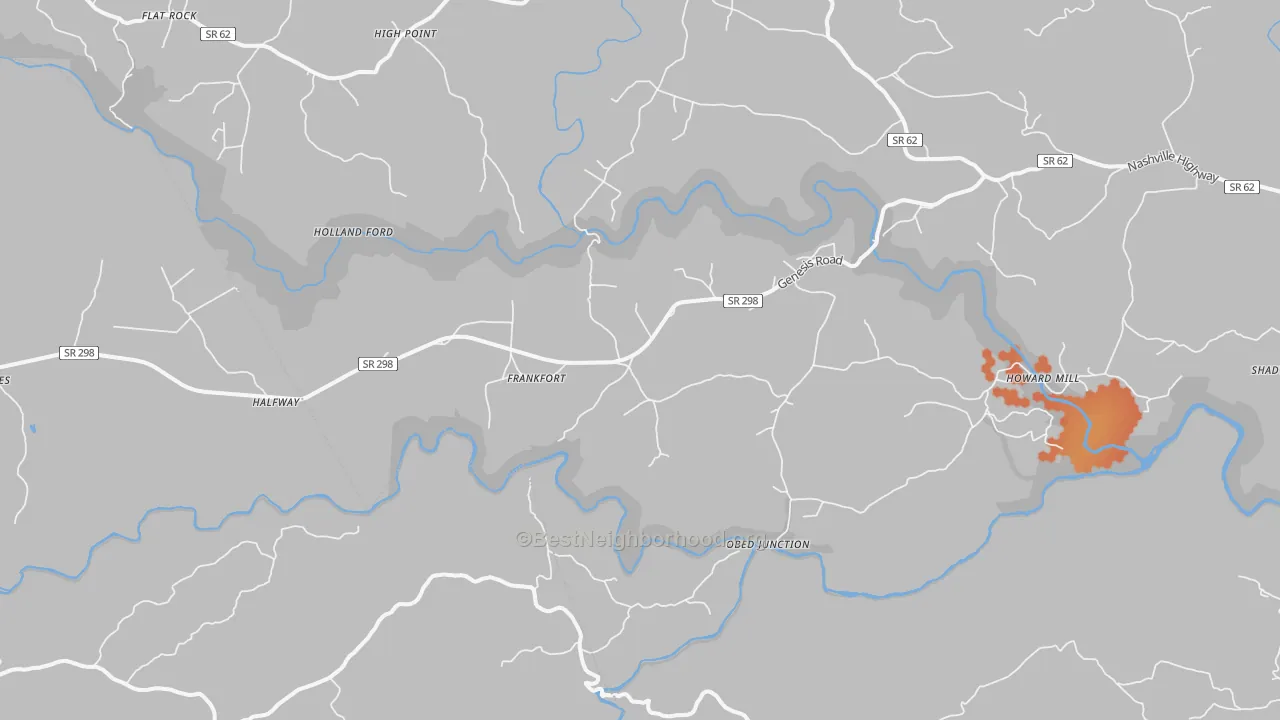 Bike Grade map of Frankfort, TN