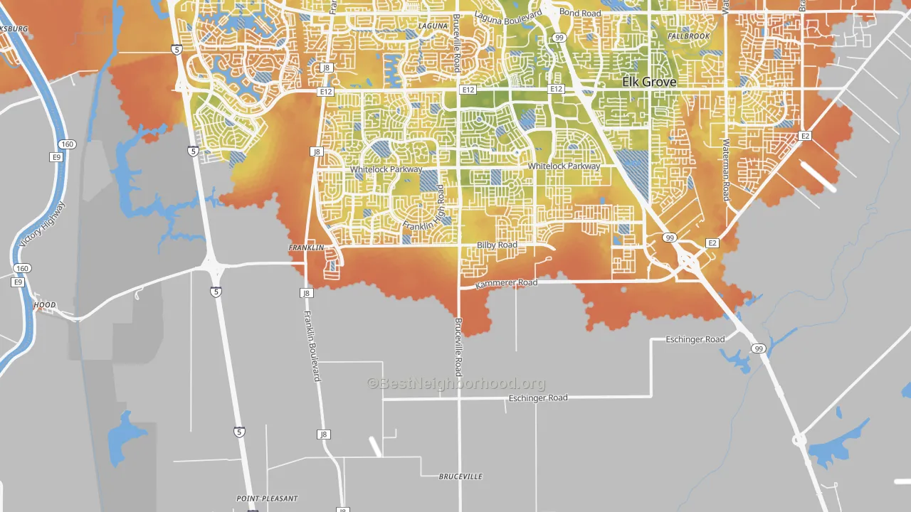 Bike Grade map of Franklin, CA