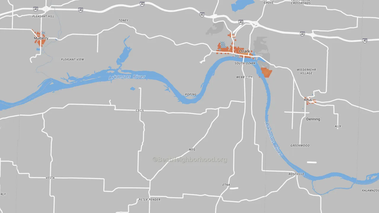 Bike Grade map of Franklin County, AR