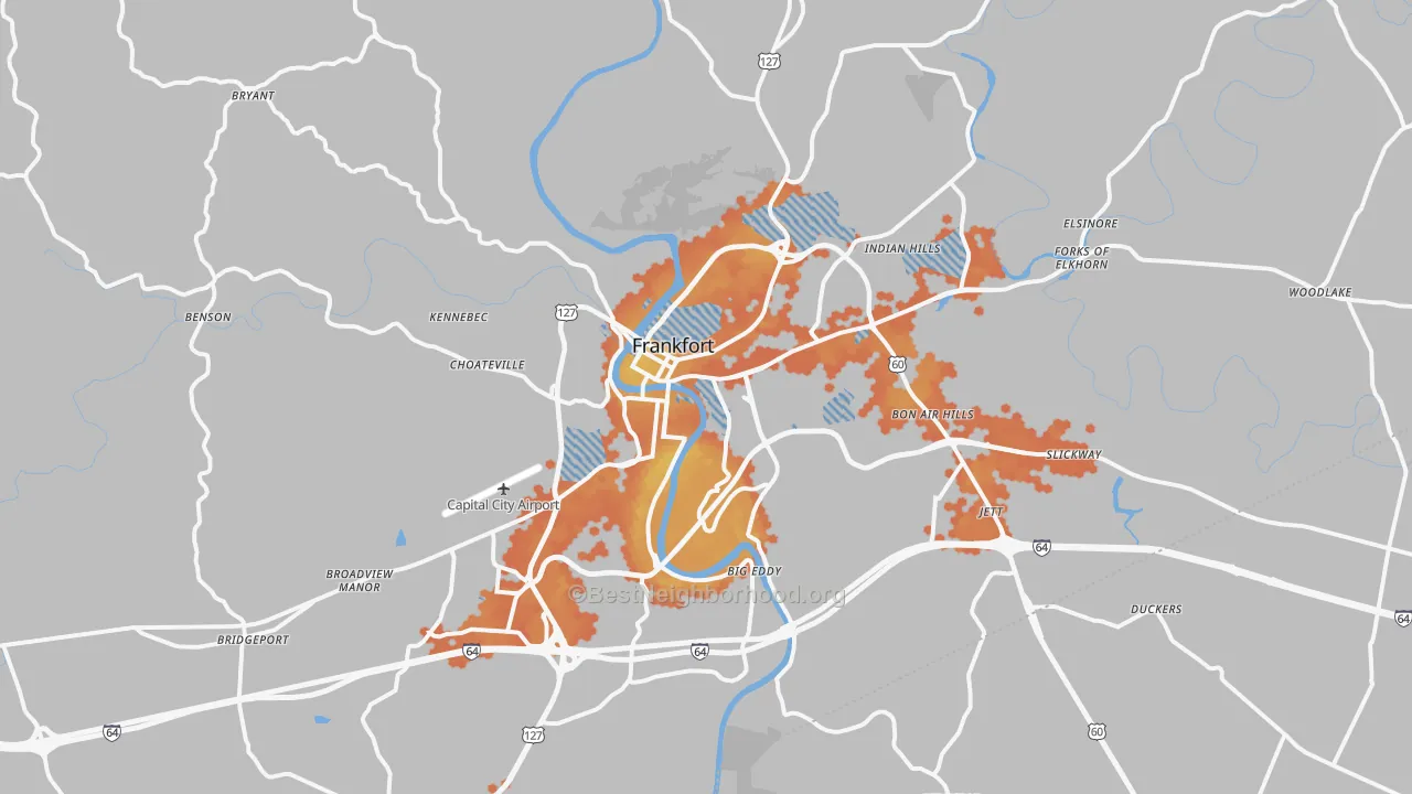 Bike Grade map of Franklin County, KY
