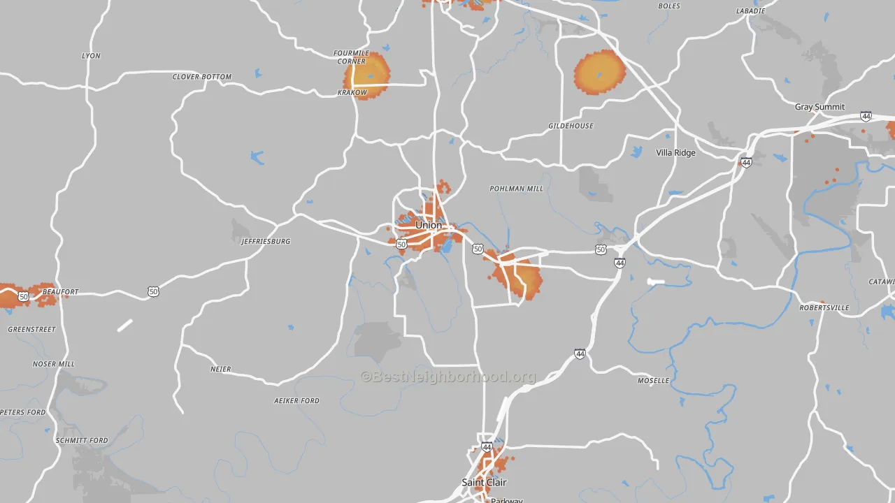 Bike Grade map of Franklin County, MO