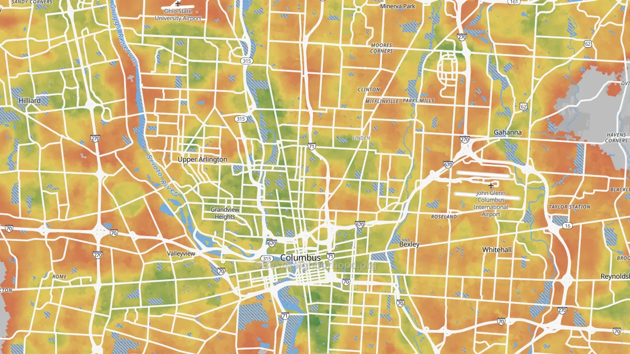 Bike Grade map of Franklin County, OH