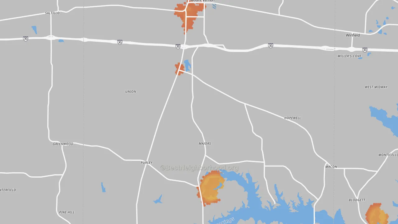 Bike Grade map of Franklin County, TX