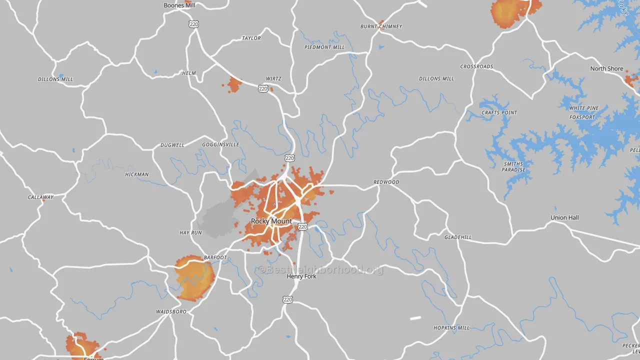 Bike Grade map of Franklin County, VA