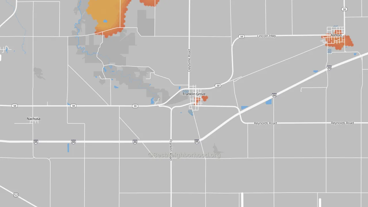 Bike Grade map of Franklin Grove, IL
