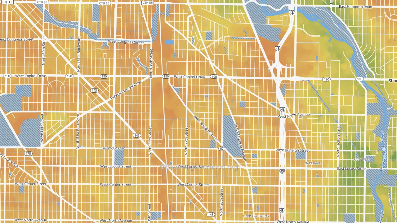 Bike Grade map of Franklin Heights, Milwaukee, WI