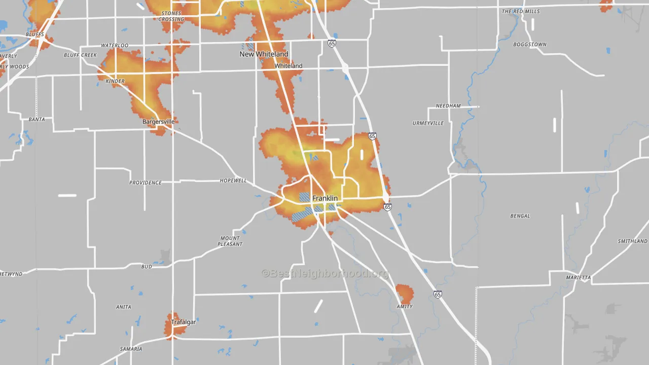 Bike Grade map of Franklin, IN