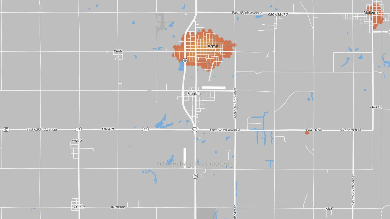 Bike Grade map of Franklin, KS